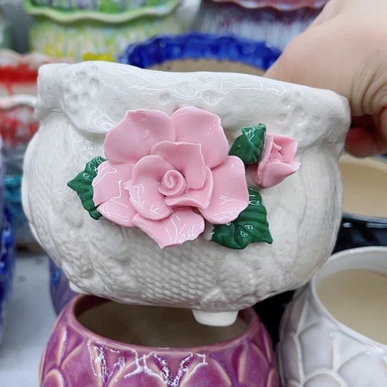 多肉绿植陶瓷花盆9.9包邮，有空