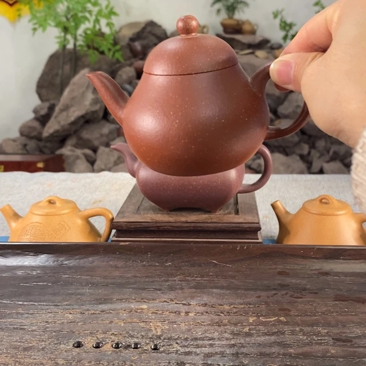 紫砂茶壶红降坡小梨150左右的容量半手