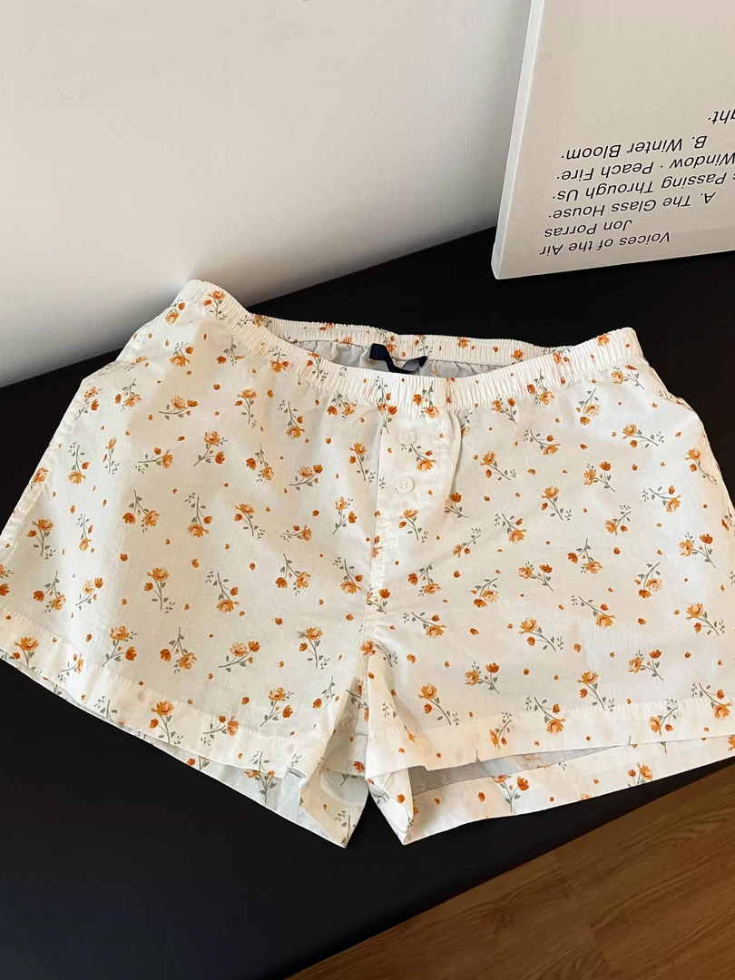 【DMXJ大梦想家】慵懒风碎花印花短裤睡裤女夏季舒适亲肤宽松居家裤