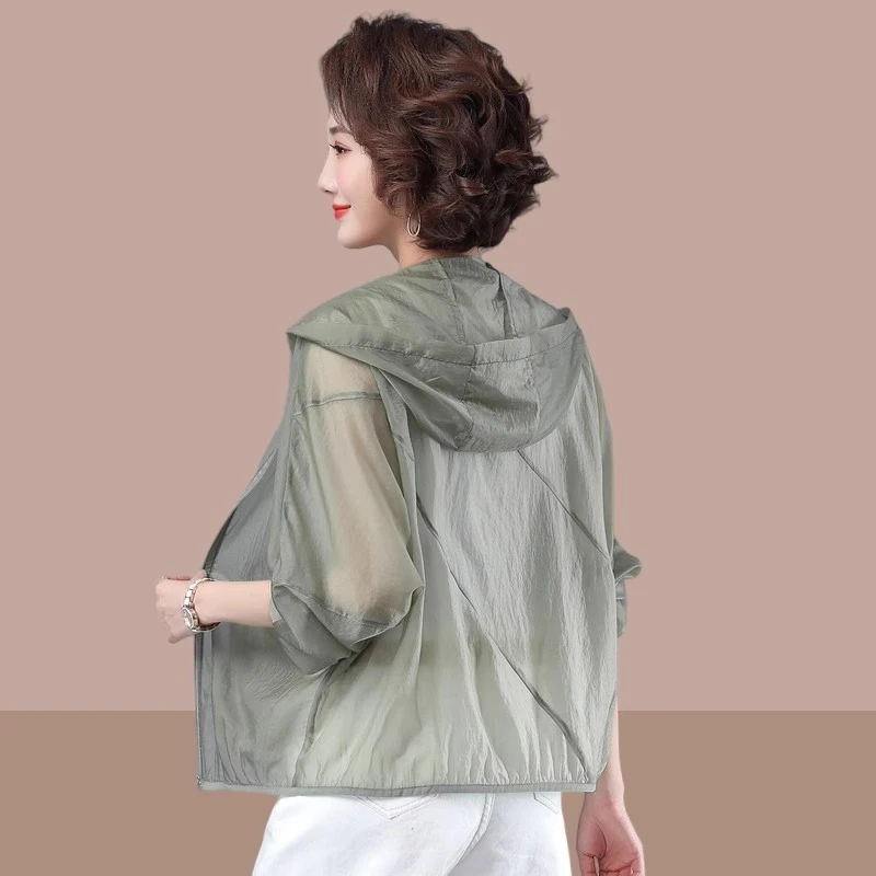 2025夏季新款女士防晒衣薄款外套防晒服冰丝透气大码中年妈妈开衫