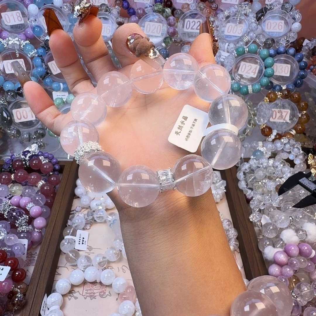 水晶手链合金奶白