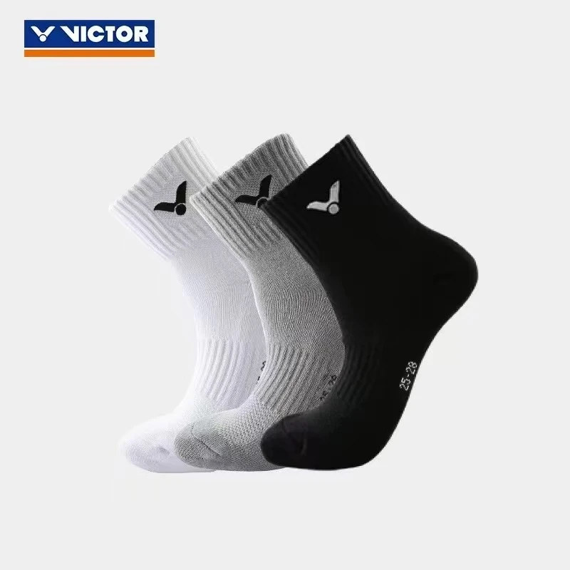VICTOR威克多SK152羽毛球袜男女中筒加厚吸汗透气3双装