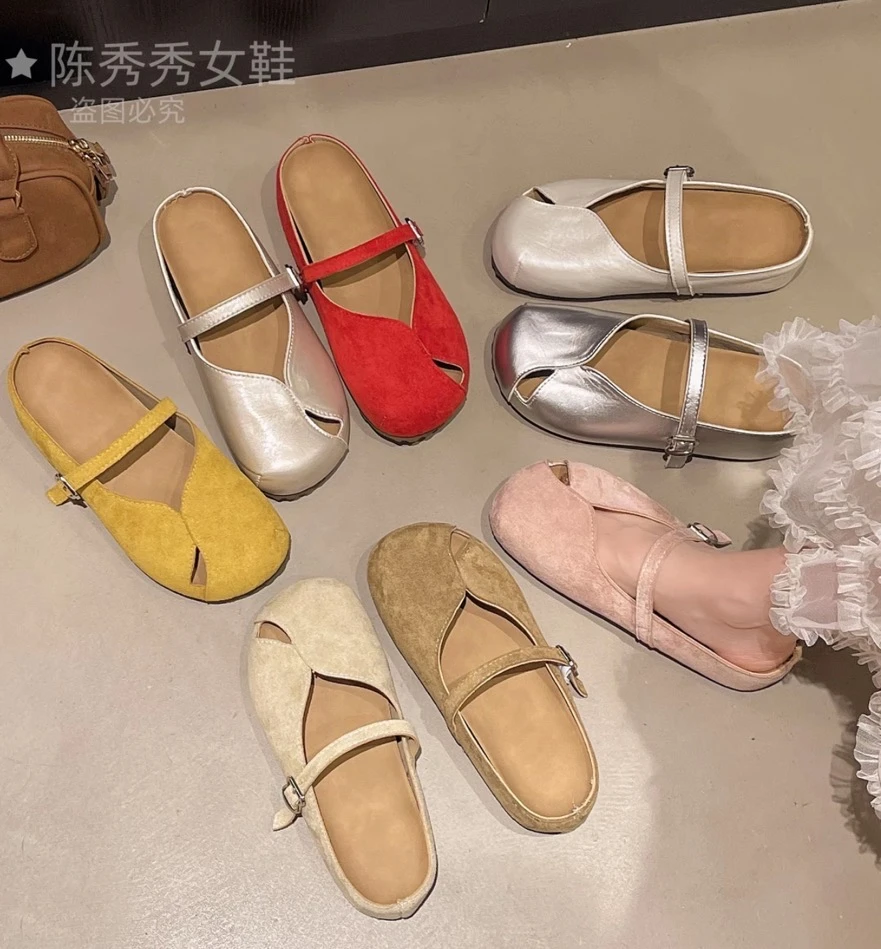 【陈秀秀女鞋】5CM包头拖鞋女2025年新款夏季韩版森系复古仙女风ins