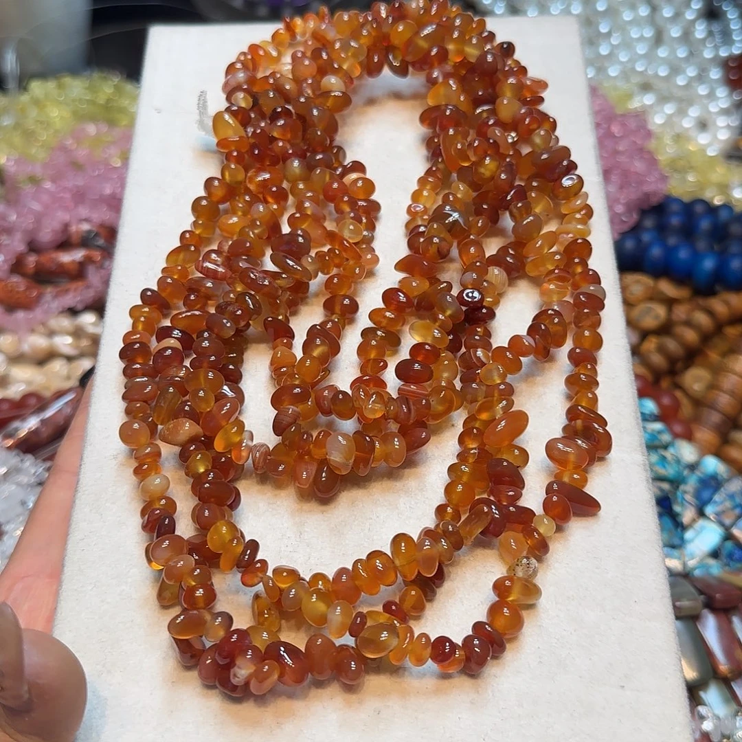 玛瑙/玉髓未镶嵌珠宝半成品圆头溏心红玛瑙绕手4圈
