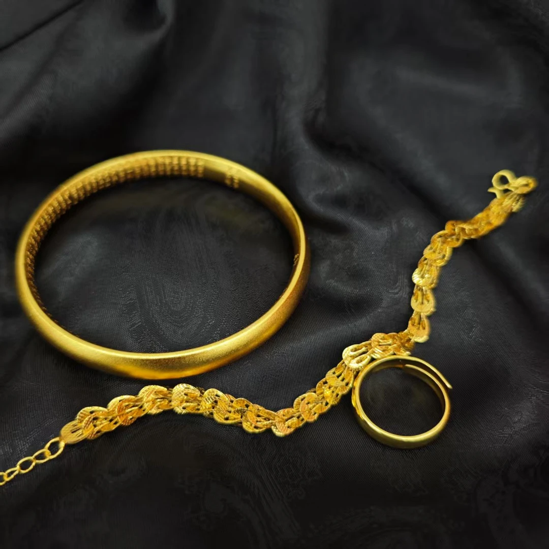 【小七专属】国潮之选K黄色泥鳅背手镯凤尾套装【SJT14】