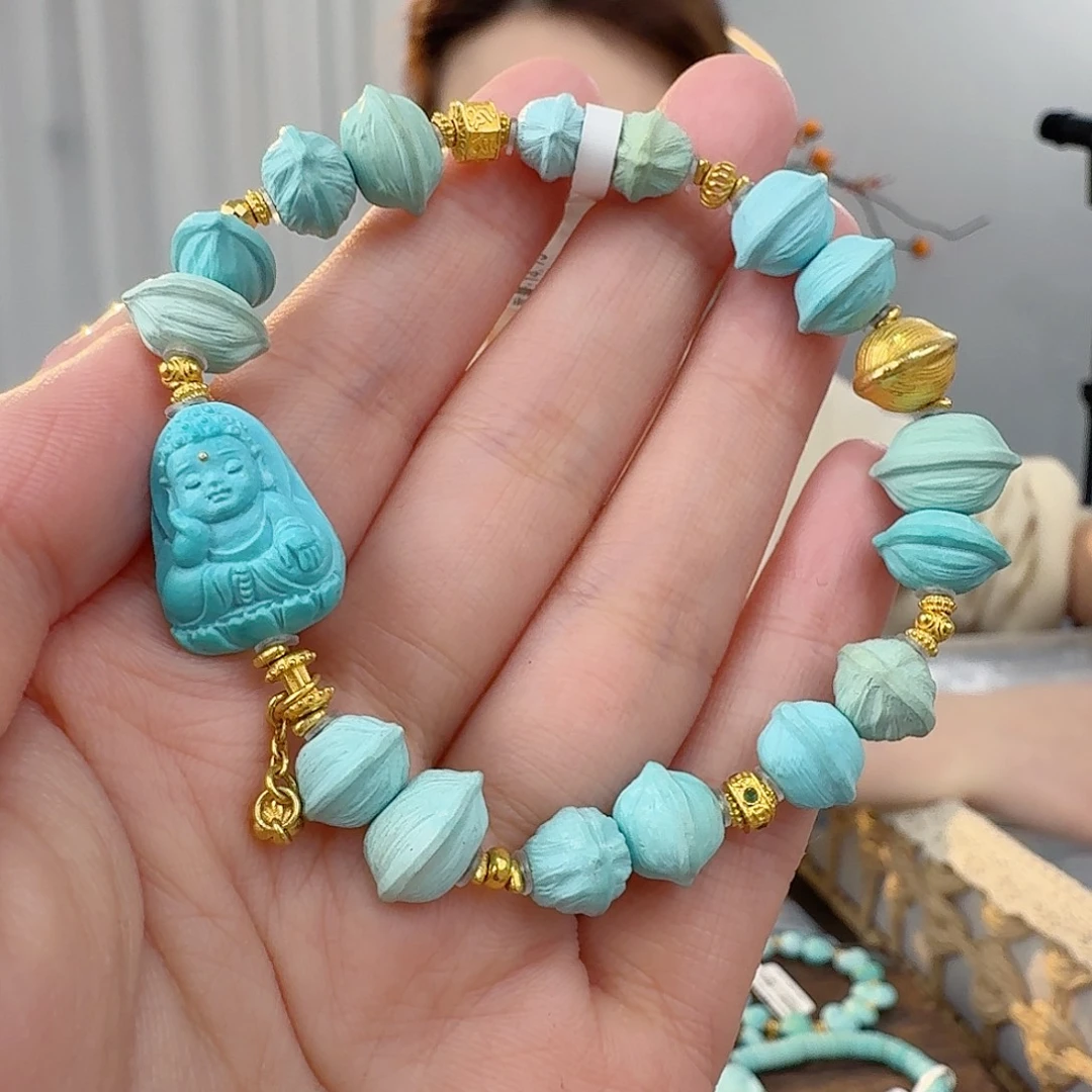 绿松石18K金镶嵌珠宝奇石