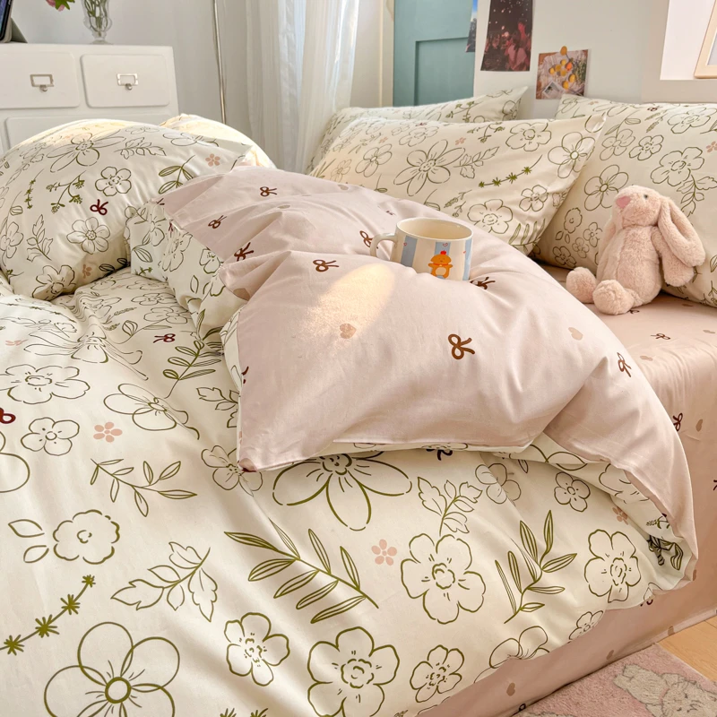 诺漾家纺-全棉简约时尚亲肤印花四件套学生单人宿舍三件套  合集