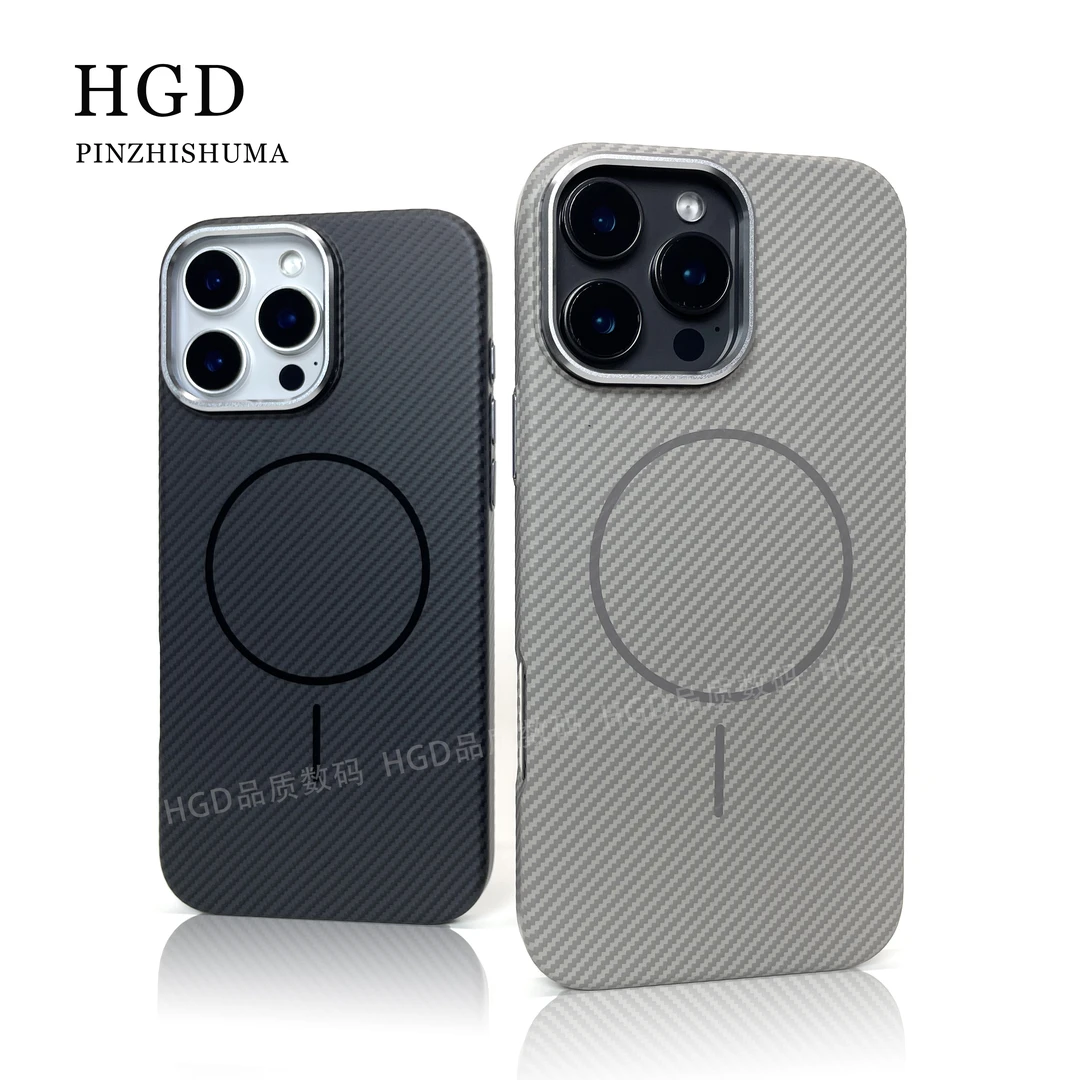 【细圈纹理】适用苹果14-16Pro Max高端手机壳超薄金属镜头框带磁吸