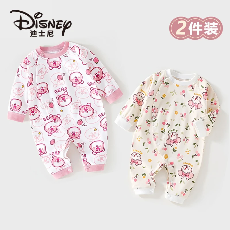 Disney/迪士尼春秋新款婴儿连体衣四季无骨哈衣薄款宝宝衣服2件装