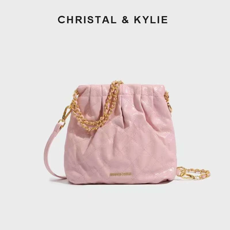 【童也】Christal&Kylie垃圾包袋2025双肩单肩包菱格斜挎包CK8041