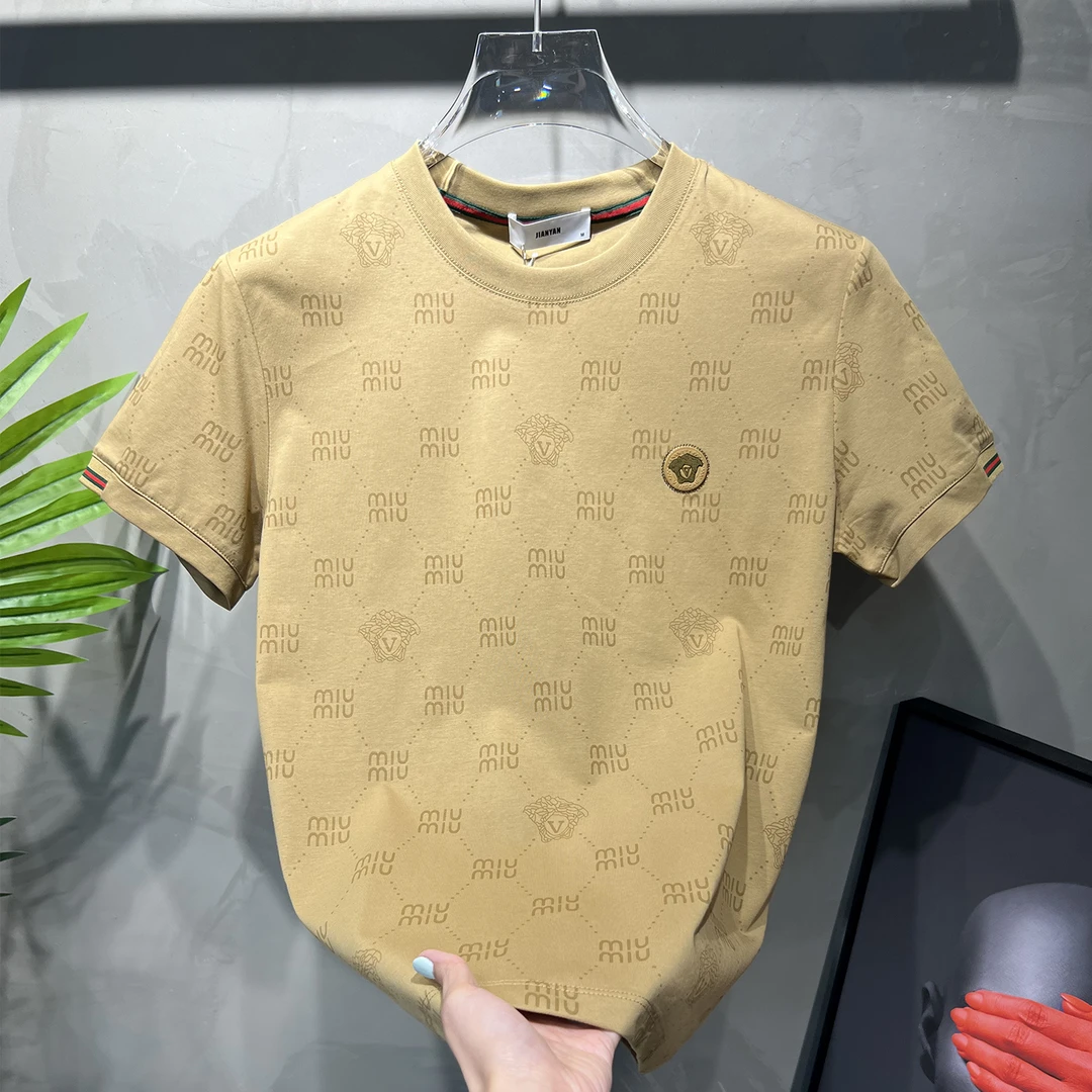 新款欧洲站男士短袖t恤夏季潮牌男装高品质圆领印花半袖大牌高端