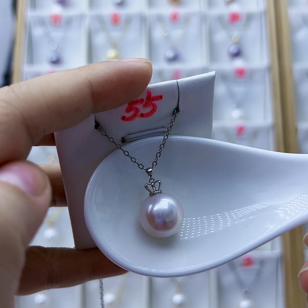 淡水珍珠18K金镶嵌吊坠(赠链)14+