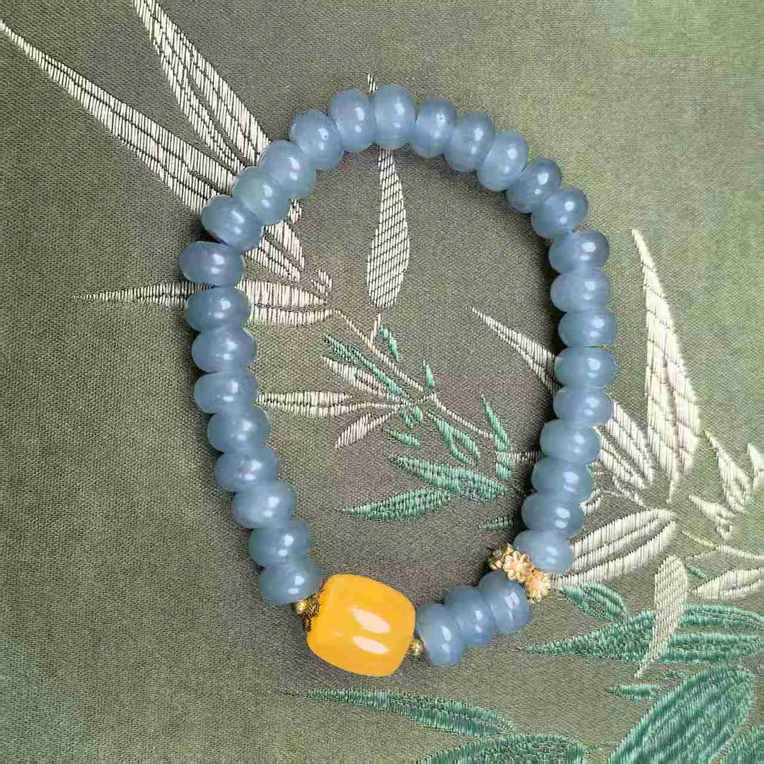 S1282-海盐蓝压制0.8算盘珠+隔珠