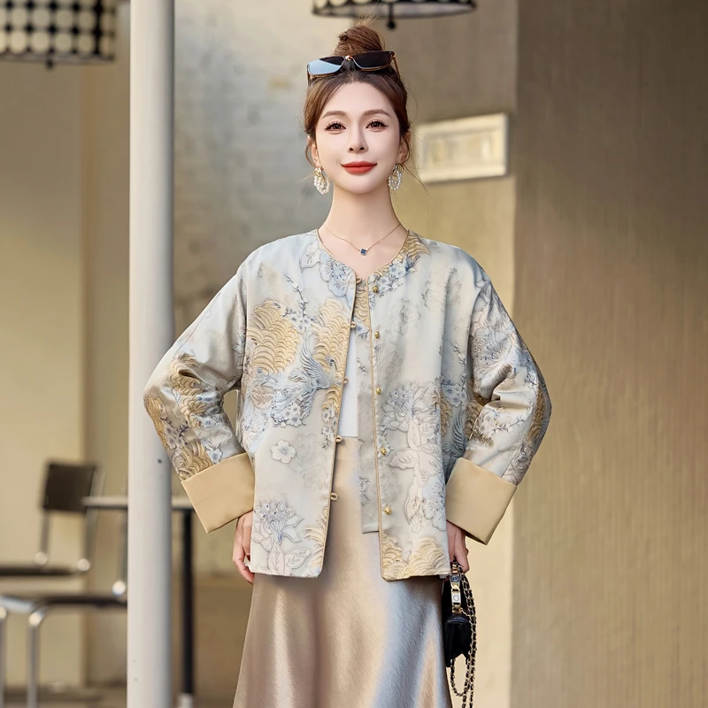 新中式国风女装202年5春季古风新款复古提花高端宋锦减龄外套女