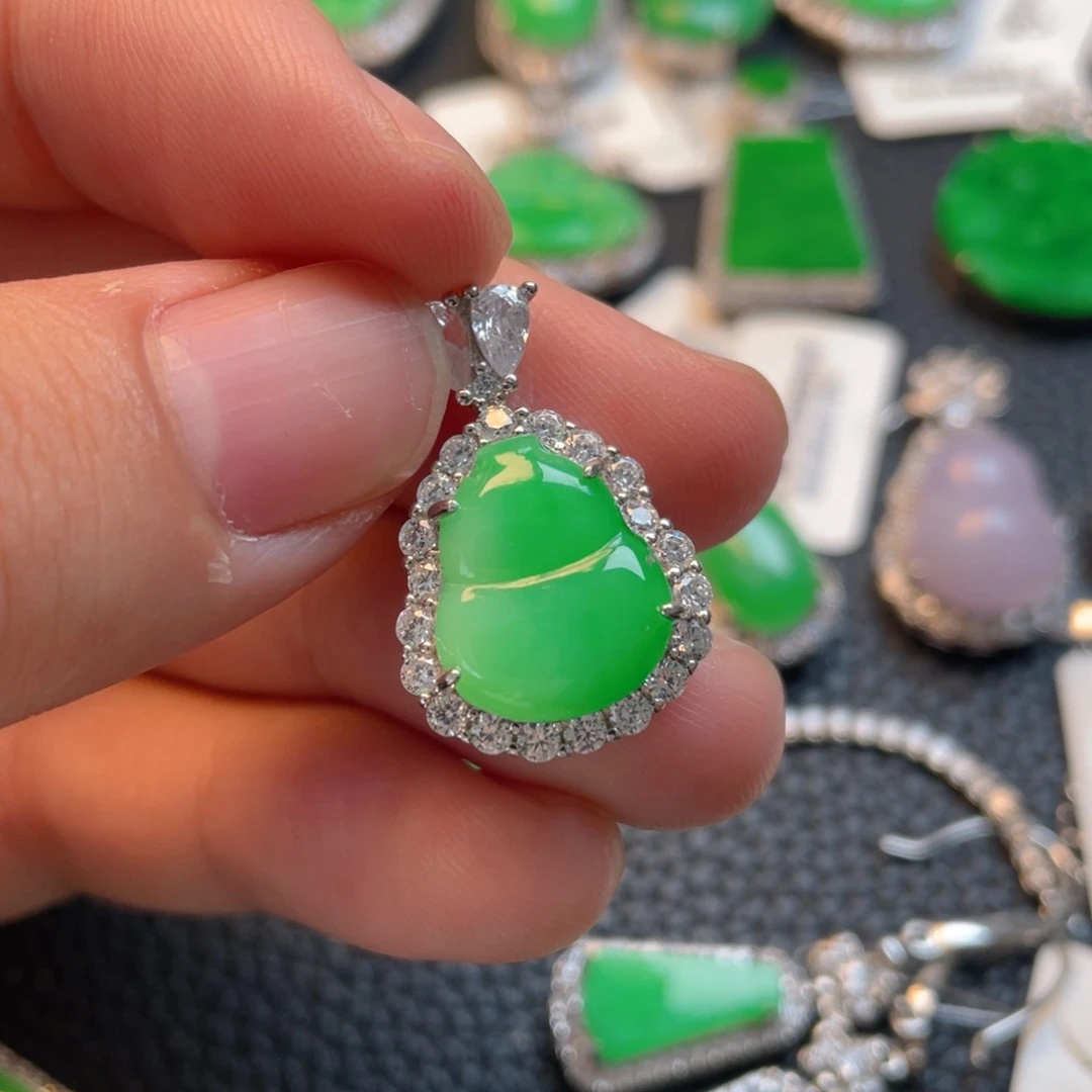 翡翠银S925镶嵌吊坠(不含链)