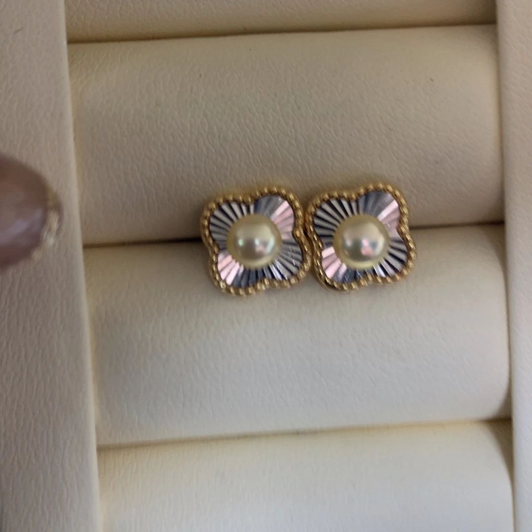 银S925镶嵌海水珍珠耳饰