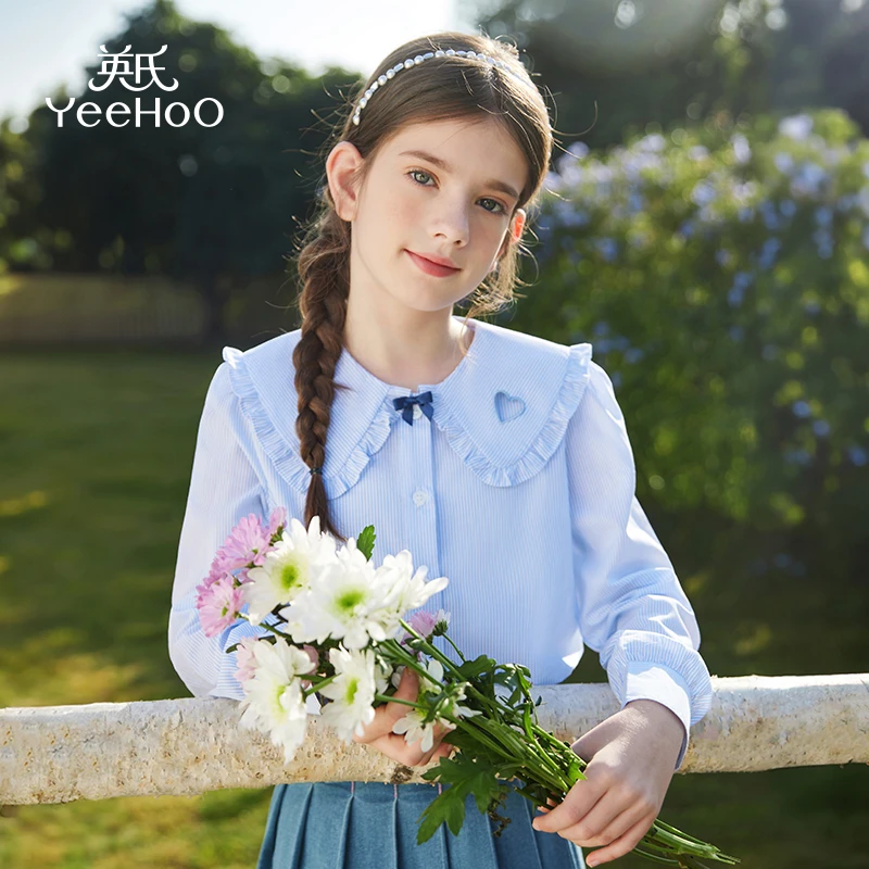 英氏【法式衬衣】秋季小香风女童衬衫儿童衬衫女童衬衣儿童衬衣童装