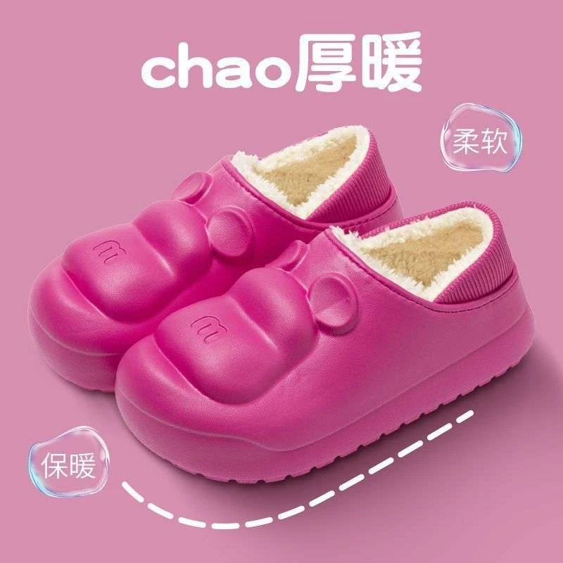 防水棉拖鞋女款秋冬季室内家居新款包跟外穿保暖防臭毛绒月子棉鞋