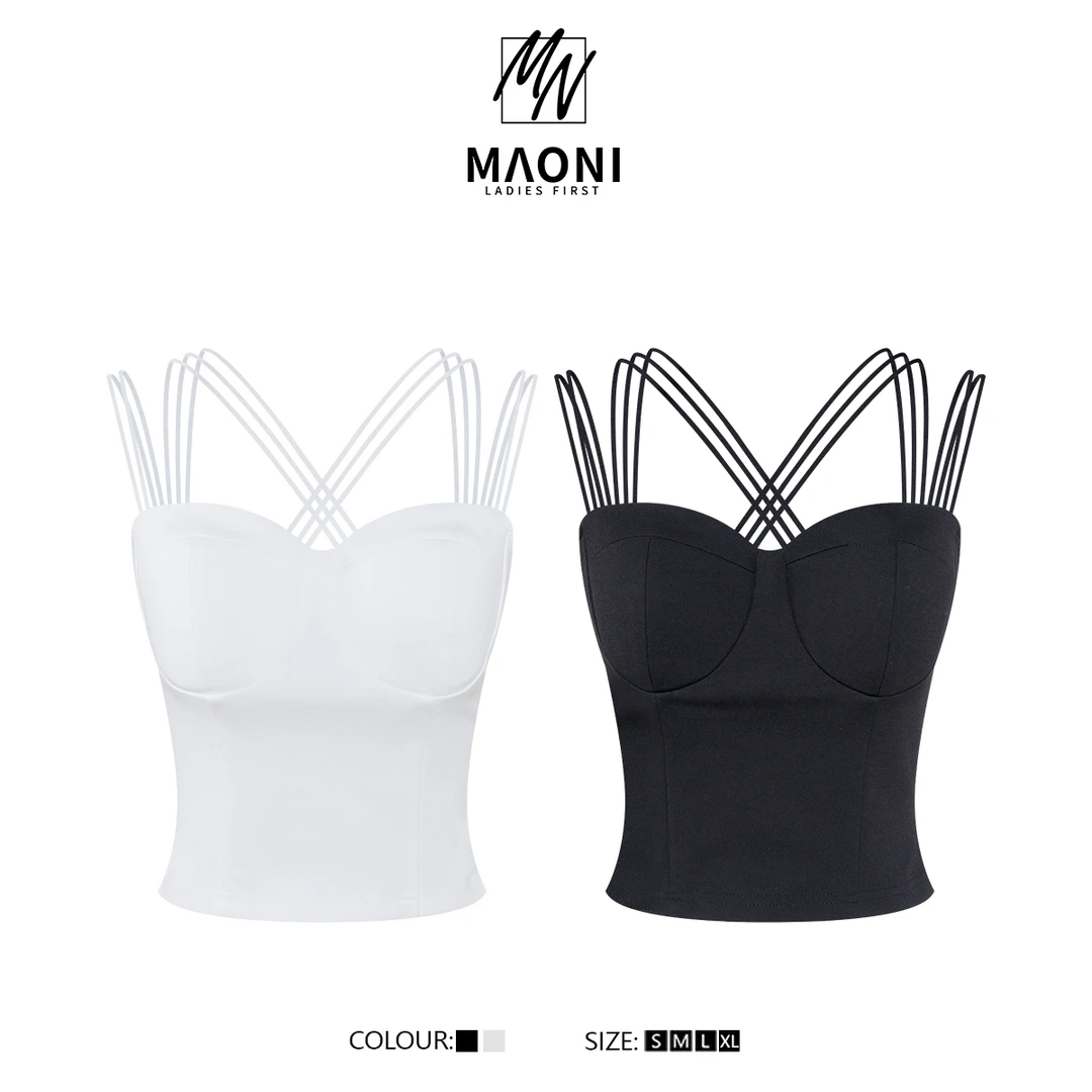 毛妮Peshe【交叉挂脖吊带】修身设计性感辣妹抹胸背心2025春L1302