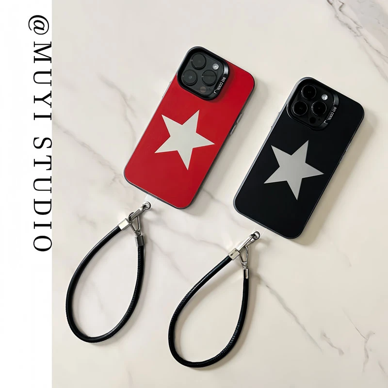 ins亮面星星适用苹果16PROMAX手机壳P70简约保护套15个性14高级感