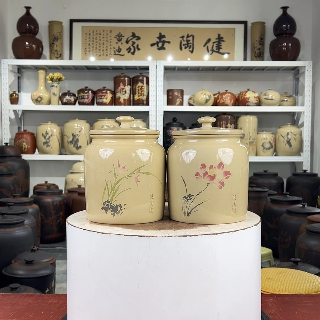 一对357克醒茶罐纯手工正品