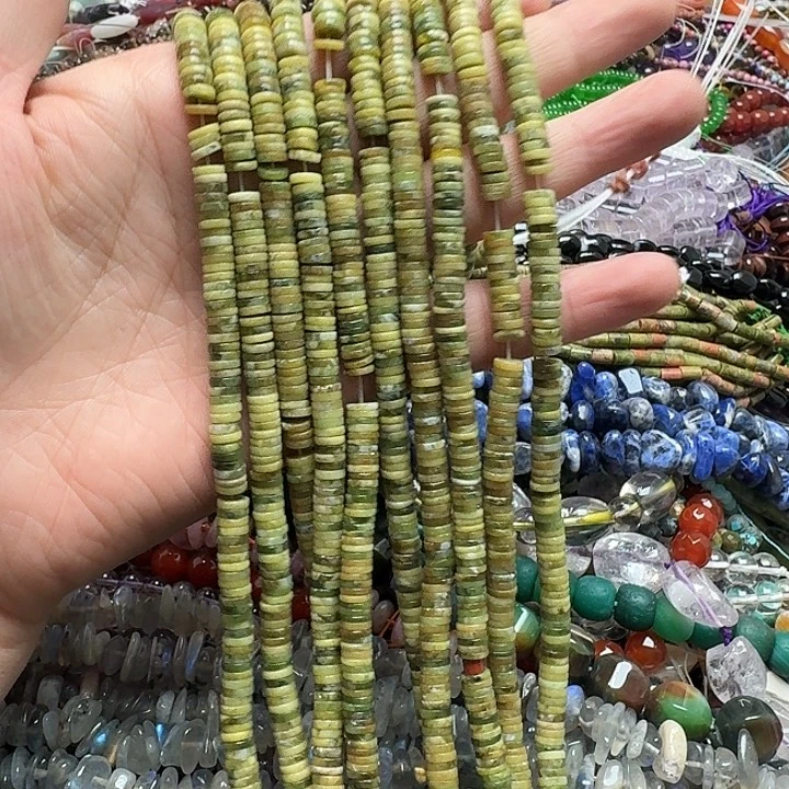 玛瑙/玉髓未镶嵌珠宝半成品2条6mm草黄松隔片