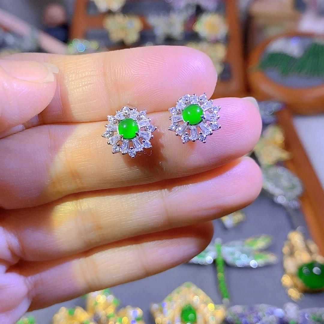 颈饰银S925镶嵌翡翠