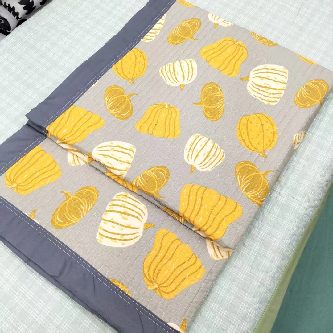 【包边床盖】<富贵南瓜-灰>90X220cm<±5cm>绗缝 多功能水洗透气柔软