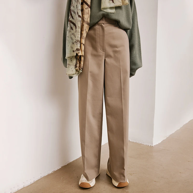 小虫通勤质感弹力棉涤布佰搭显瘦直筒西裤休闲裤TE2QKZ116