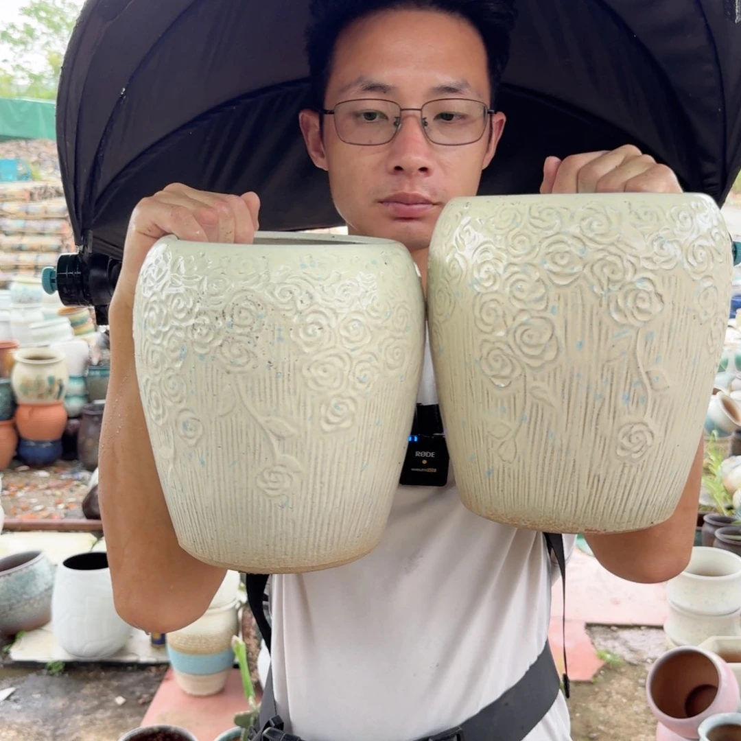 紫砂花盆口16高22（两个窝口玫瑰花胡巴