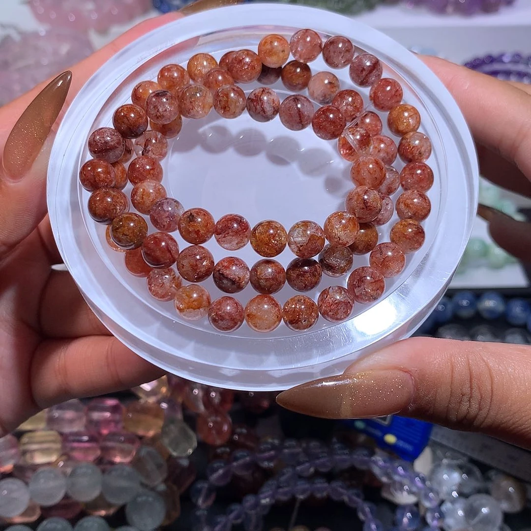 未镶嵌手链水晶红泥骸骨闪灵胶花多圈8