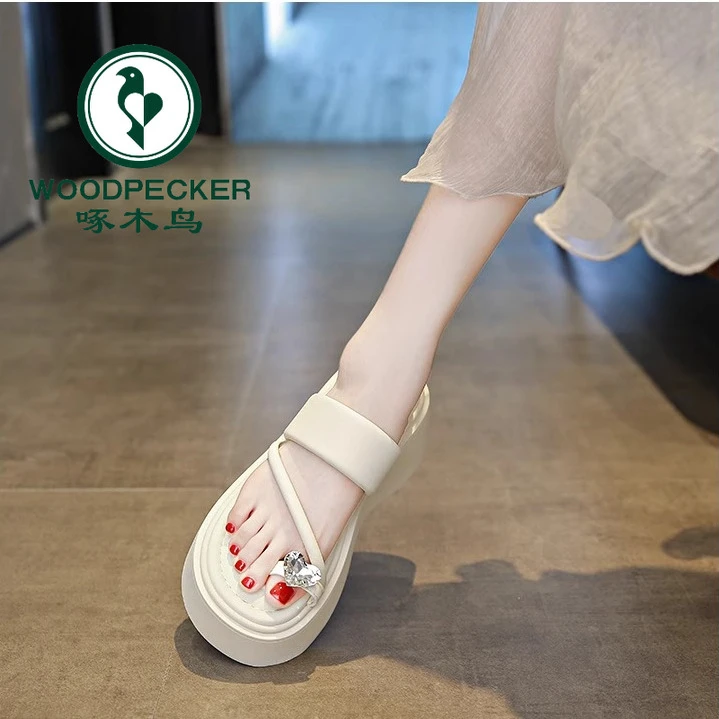 啄木鸟法式~套趾厚底拖鞋女外穿时尚2025新款增高气质ins凉拖鞋女