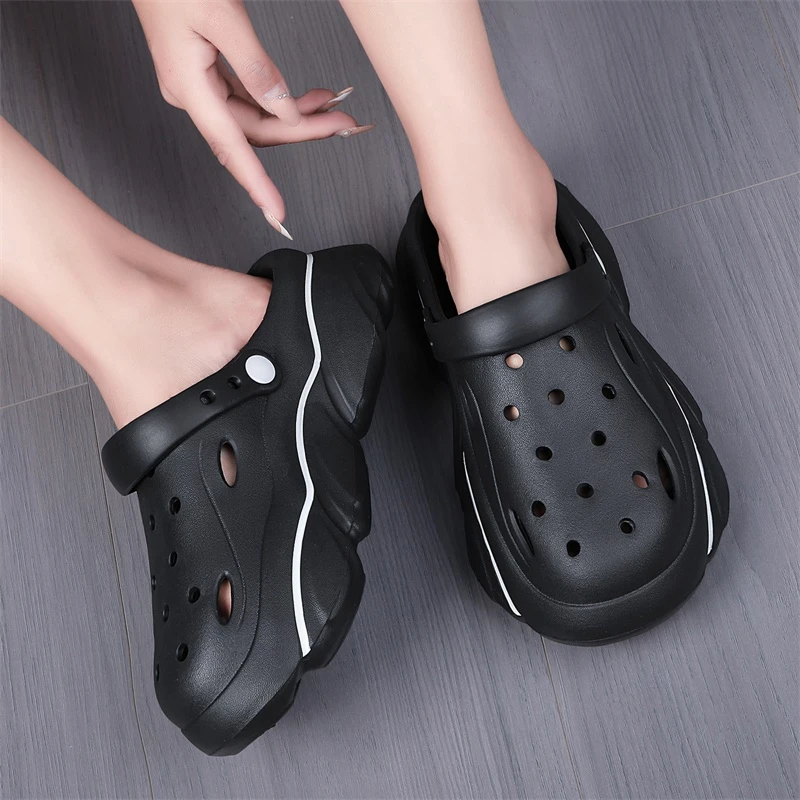 5公分拖鞋洞洞鞋女ins夏季新款包头手术室厚底防滑时尚百搭半拖