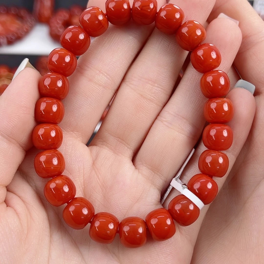 南红玛瑙未镶嵌瓦西锦红满肉9mm老型手串