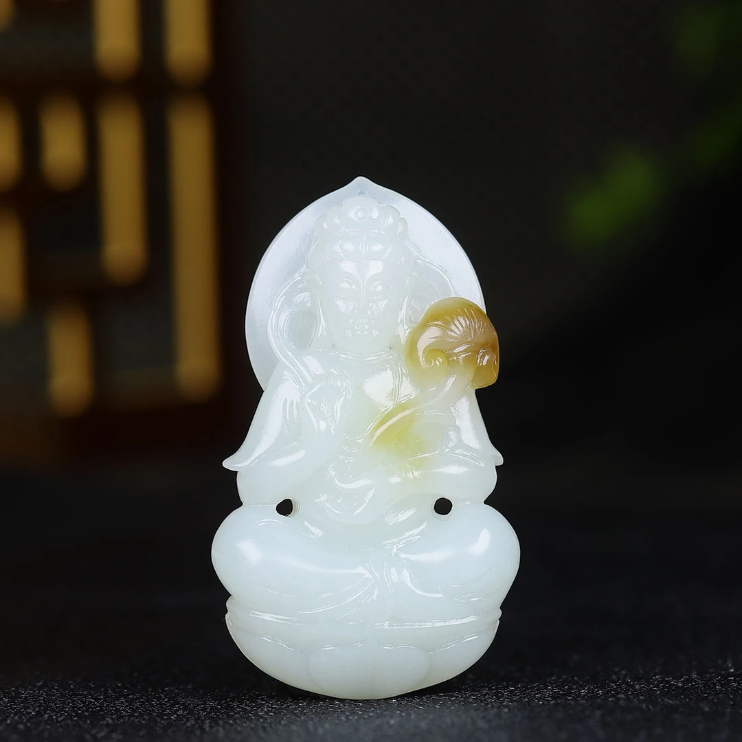 122509和田玉糖白玉观音挂件