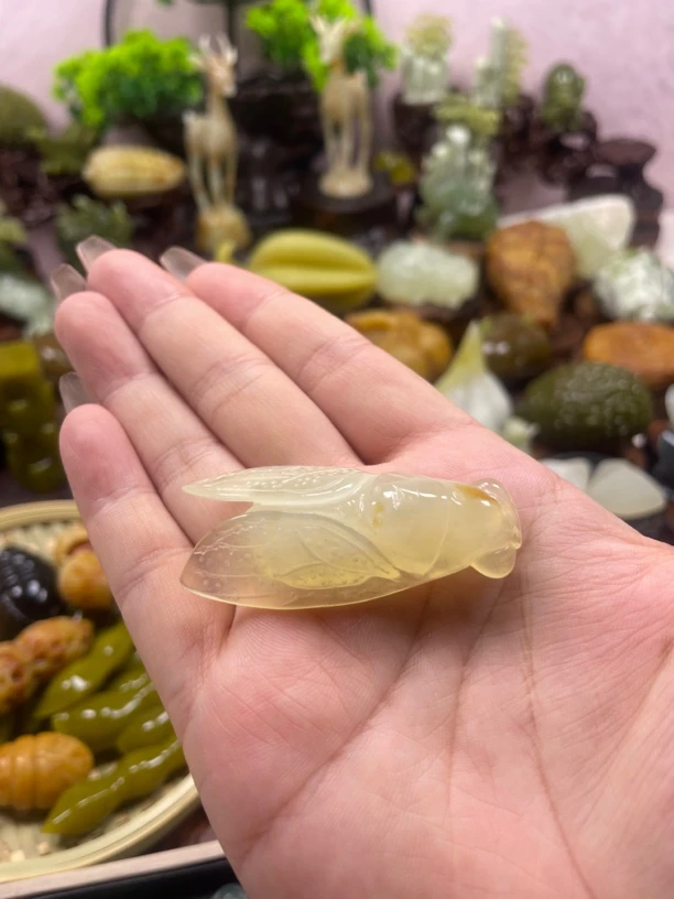 天然岫玉一鸣惊人“蝉”精美挂件