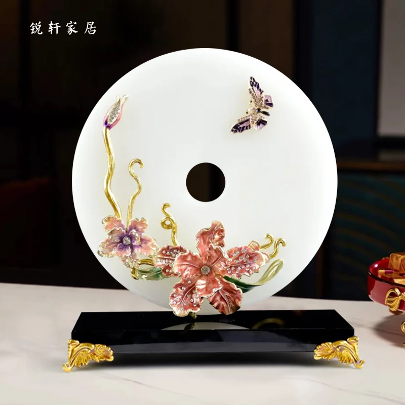 现代轻奢珐琅彩平安扣高端摆件家居创意玄关酒柜办公室装饰手工品