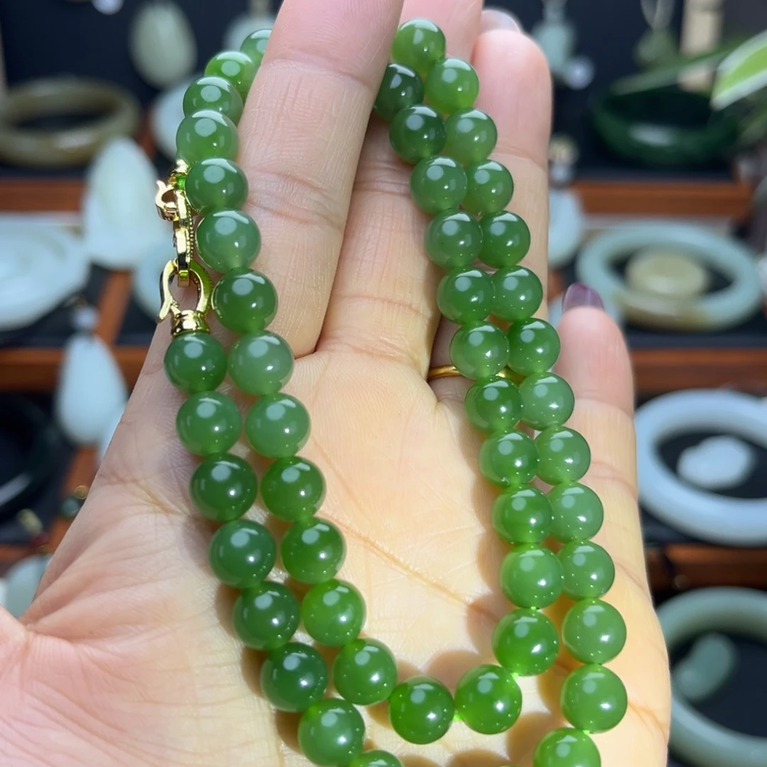 和田玉（碧玉）合金颈饰俄料