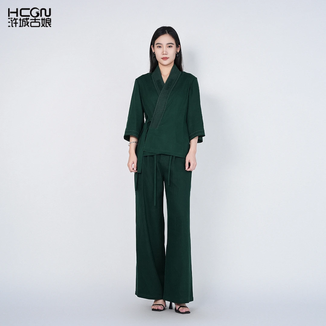 国风桑蚕丝100%气质秋季女一宅香云纱套装HASS060006+HASS060007