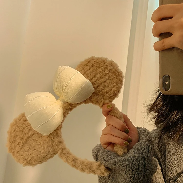 蝴蝶结小熊耳朵发箍女秋冬毛绒可爱卡通洗脸头箍韩系少女发窟发卡