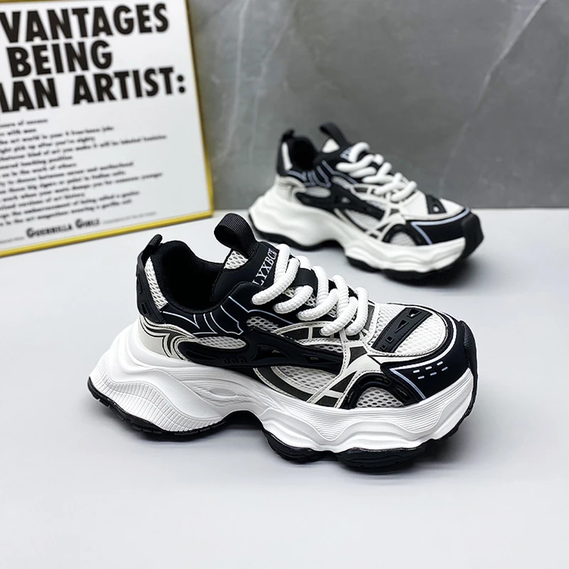 老爹鞋夏季厚底透气网面男鞋2025年时尚百搭潮流设计感轻奢休闲鞋