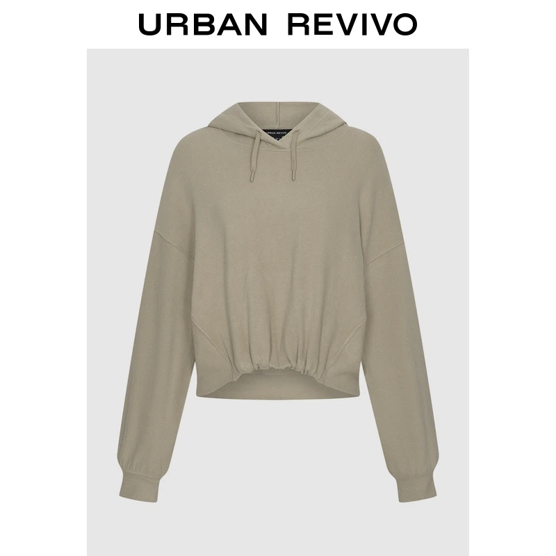 UR2025秋季新款女气质抽褶下摆连帽抽绳超宽松卫衣UWM450188