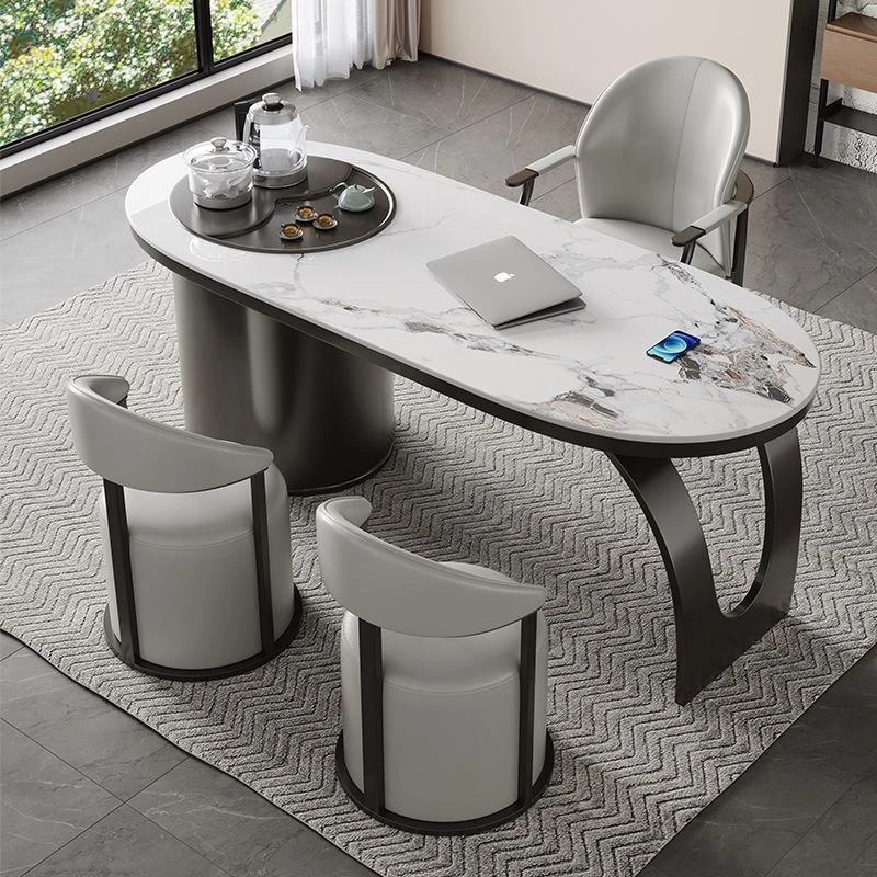 岩板茶桌椅组合家用阳台轻奢茶台现代办公室泡茶办公书桌茶桌一体