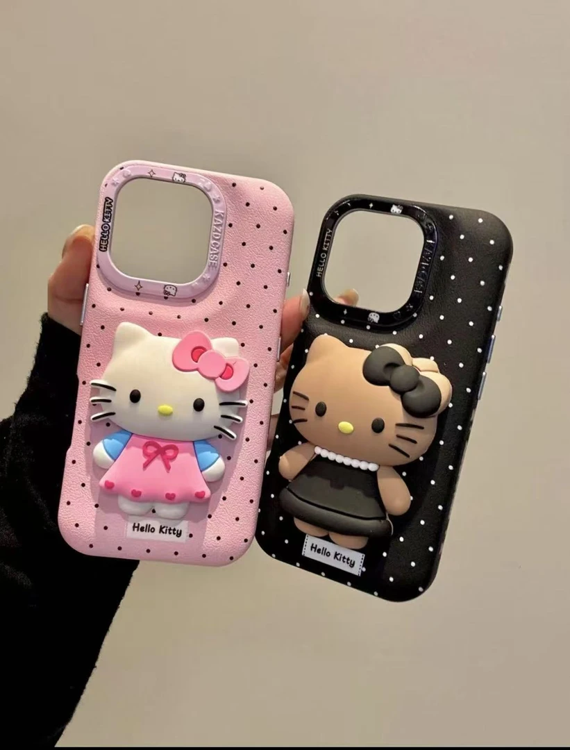 小香粉波点粉裙珍珠可爱KT猫咪硅胶适用iphone16promax苹果15全包