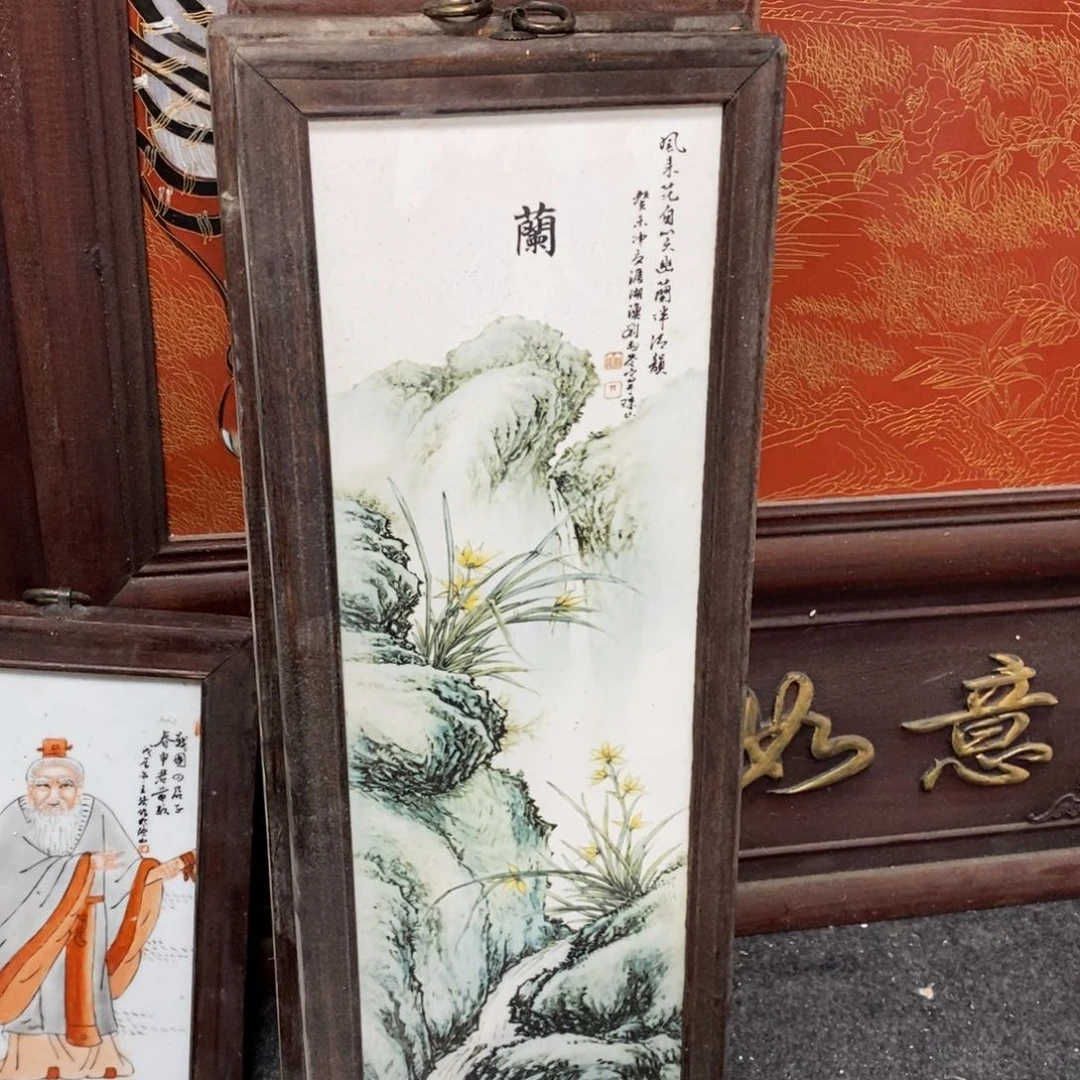 瓷片53*21*1景德镇瓷板画柴窑烧制