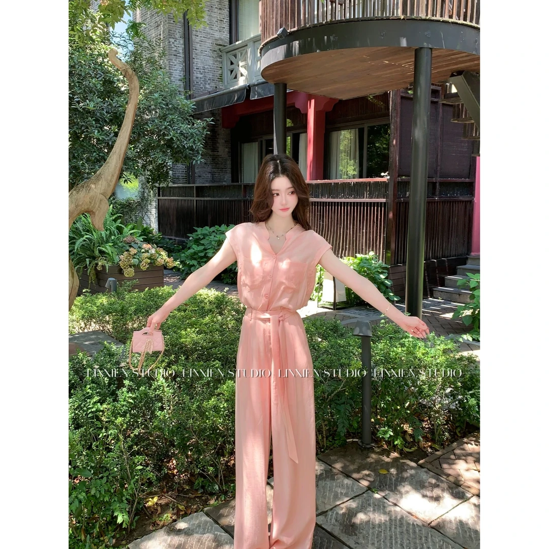 西恩定制●【罗曼蒂克】极简风温柔两件套上衣裤子套装LNX5TZ2313