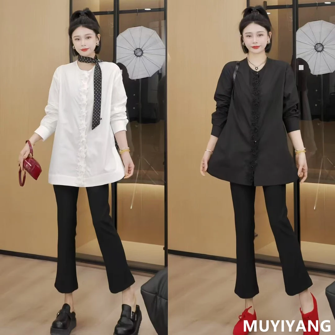 【小清晰】小众时尚重工刺绣花百搭高定版衬衫 衣长72 25-038#