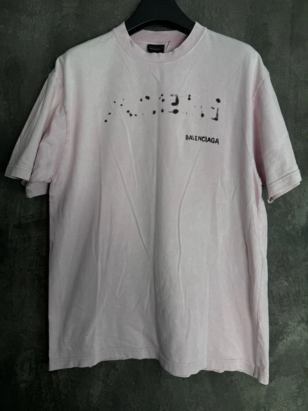 全新未使用/BALENCIAGA 巴黎世家模糊泼墨印花短袖/00487