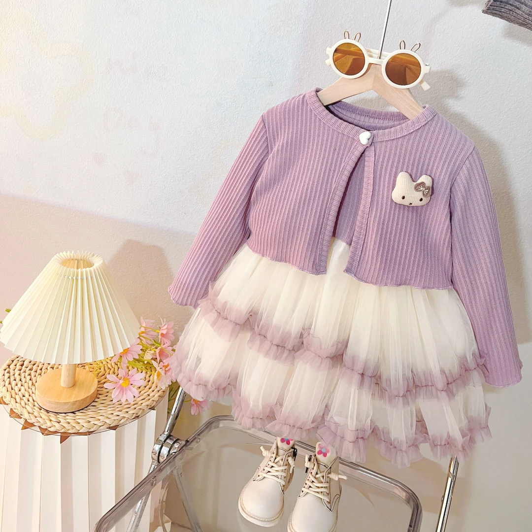 春秋季女童韩版连衣裙两件套婴幼儿网纱公主裙女宝宝长袖裙子新款