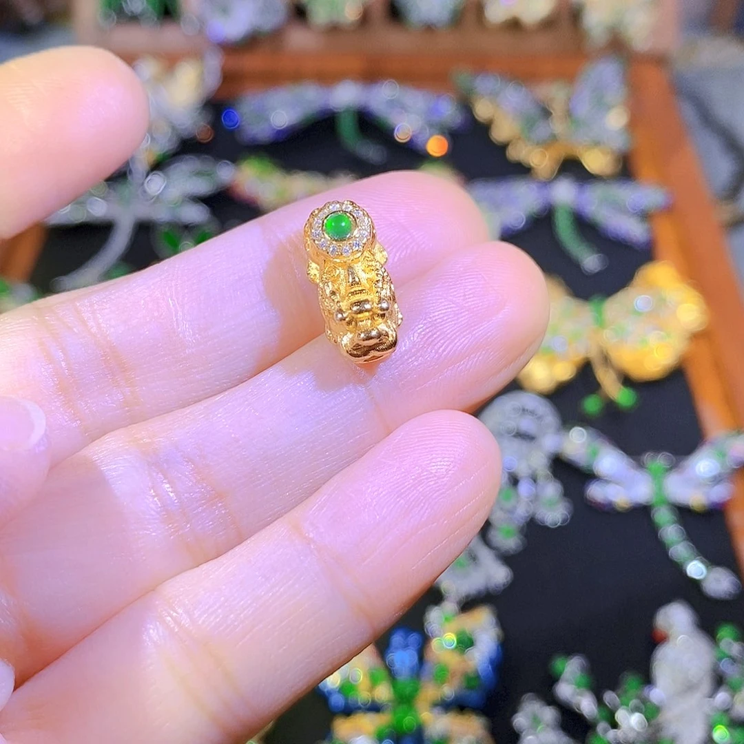 吊坠(不含链)银S925镶嵌翡翠